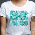 Nurse Graphic Tee — Teal Bow & Leopard Print